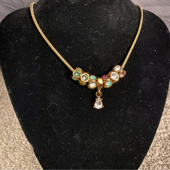 #91 | Martine Wester Colorful Crystal Drop Pendant Snake Chain Necklace - Picture 6 of 7